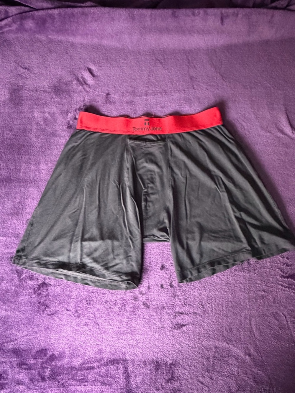 Tommy John Black Boxer Shorts with Red Waistband
